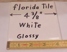 1 pc. 4-3/8" #1 Glossy White Ceramic Wall Tile by florida tile Co. New Old Stock