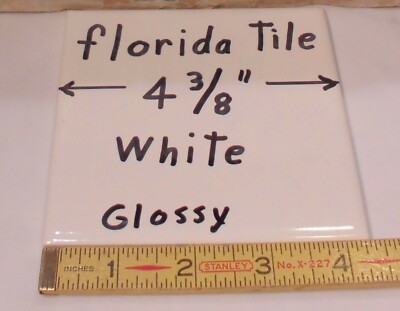 1 pc. 4-3/8'' #1 Glossy White Ceramic Wall Tile by florida tile Co. New Old Stock