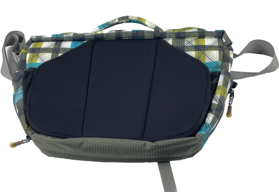 LL Bean 邮差包 便携式电脑包 绿松石 绿色格子 尼龙 分口袋 学校 — 第 4/4 张图片