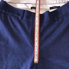 ANN TAYLOR LOFT SIZE 8 JULIE TROUSER NAVY BLUE LINEN BLEND FLAT FRONT RAW HEM!!