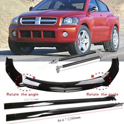Front Bumper Lip Spoiler/Side Skirt/Strut Rod Gloss Black For Chrysler 200 11-17