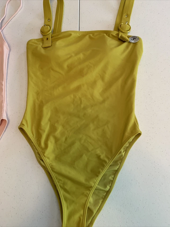 2X Traje de baño de una pieza Forever 21 rosa y verde nuevo con etiquetas para mujer talla pequeña Foto 3 de 4