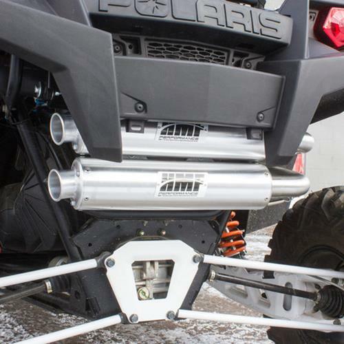HMF Performance Red Dual Full System Exhaust Black Euro Cap Polaris RZR XP 900 - Foto 3 di 3