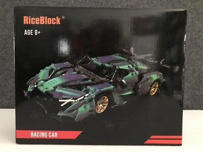 #ad RiceBlock Sports Car Building Block Kit Geen Black 1300 Pieces New In Box $47.99