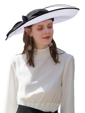 Sinamay Church Fascinators Hat For Women Ladies Big Wide Brim Hats With Feather