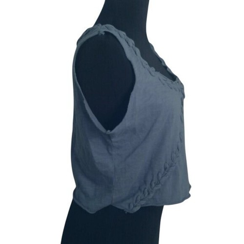Mur Mur Size M Crop Tank Top Sleeveless Blue Braided Embellishment Cropped NEW - Picture 5 of 7