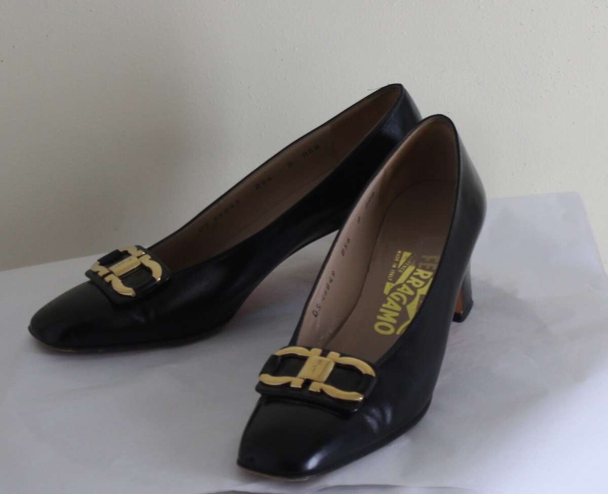 salvatore ferragamo 8 AAAA パンプス Salvatore Ferragamo -Sz 8 3A AAA Exquisite Black Gancini