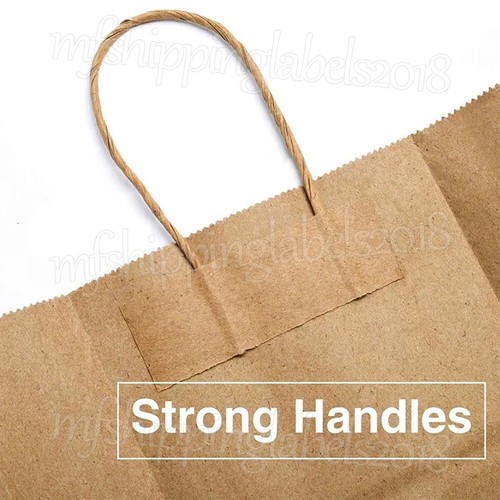 100 PIEZAS Bolsas de Papel Planas Kraft Marrón con Asas Regalo Minorista Mercancía Compras - Imagen 5 de 12