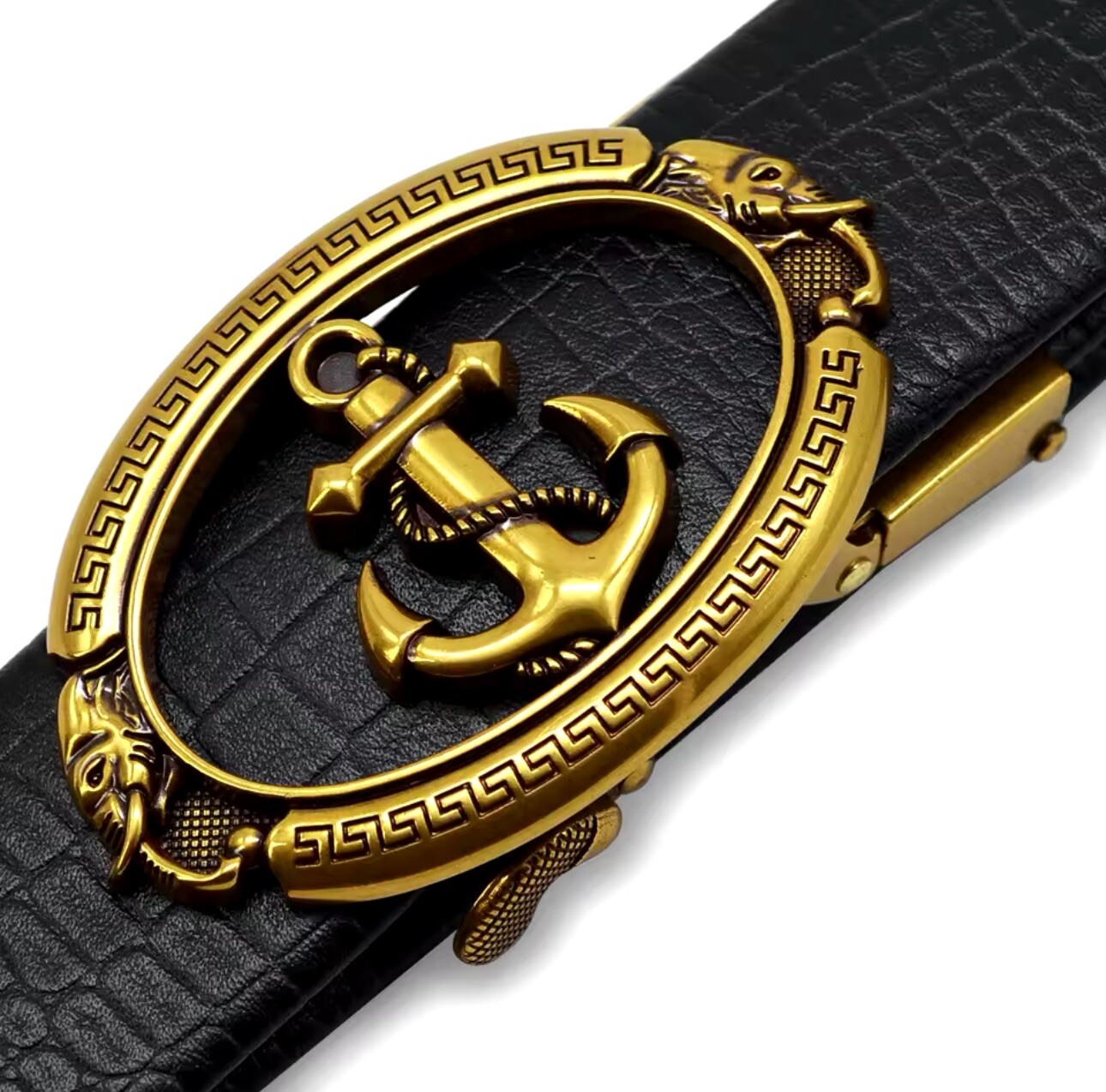 Cintura uomo pelle retrò fibbia ancoraggio jeans marinaio cintura automatica vita stretta