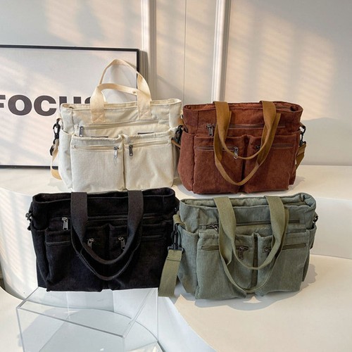Corduroy Bag Large Capacity College Tote Bag Shoulder Tote Bag