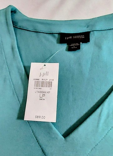 J Jill Brand New GREEN Sleeveless Sheath Floral Dress sz L Stretchy Classic - Picture 5 of 9