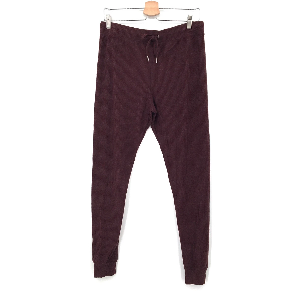 NWT Topshop marled ribbed cuffed skinny joggers maroon pants 10
