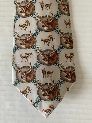 Eagle Neckwear Men's Necktie Tie Silk Satin Deer Buck Repeat 2004 John Q. Wright