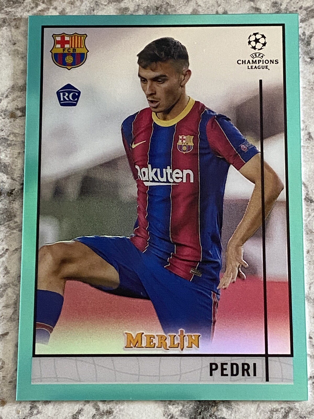 PEDRI 76/199 Aqua REFRACTOR 2020/21 Topps Chrome UEFA Merlin Soccer Rc Barcelona