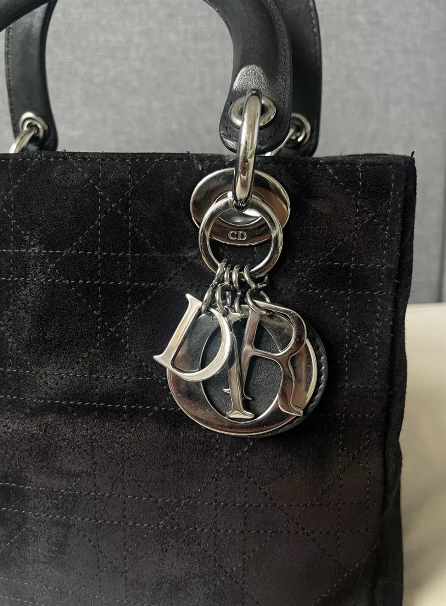Christian Dior Lady dior 2way Hand bag Shoulder Suede Black