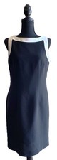 Amanda Smith Women's 10 Sheath Black & White Colorblock Sleeveless Dress Zip Up
