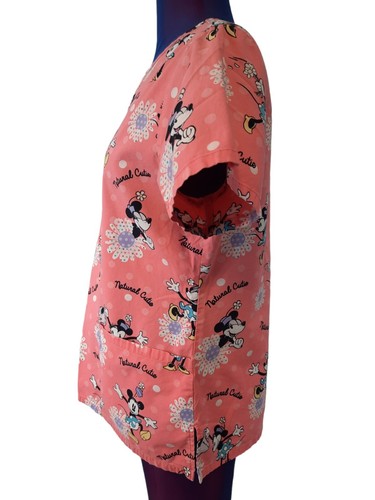Disney Minnie Mouse "Natural Cutie" Polka Dot Pink Scrub Top Size XS Women's - Picture 4 of 9