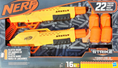 NERF Alpha Strike - Tiger DB-2 Doppellauf Blaster 2 Waffen + 16 Darts