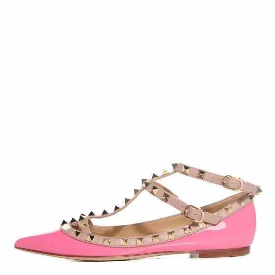 Valentino Garavani Rockstud leather ballerina shoes - Pink