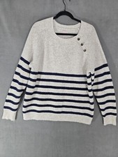 Knox Rose Womens Oversized Sweater Size XXL Navy Blue Cream Stripe Boho Chunky