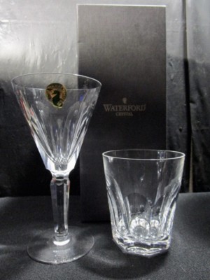WATERFORD CRYSTAL STEMMED AND UNSTEMMED GLASSES - MARKED WATERFORD