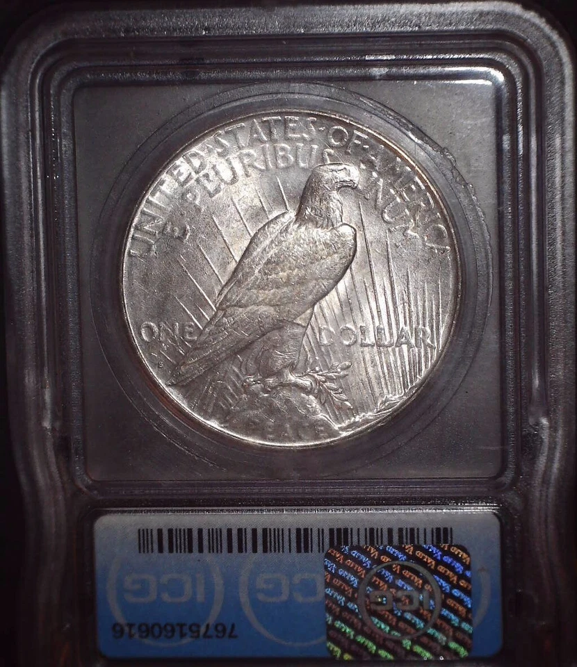 1922-S Peace Silver Dollar, ICG MS 63. Original Patina  and Issue Free !! - Image 2 of 3