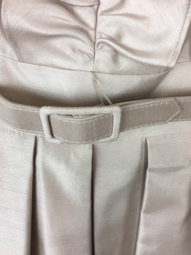 Jessica Howard Sz 8 Evening Satin Tan Dress sleeveless belt Ruffles Formal - Picture 7 of 7