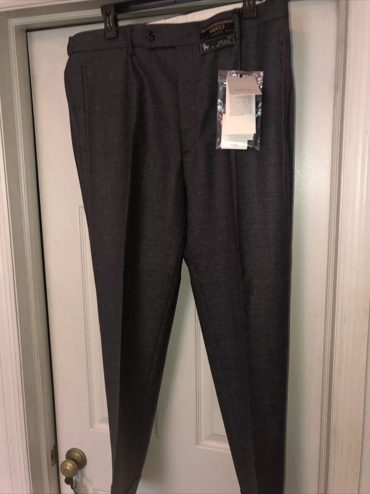 Pantalon habillé homme Gucci noir laine anthracite IT56 100% authentique neuf avec étiquette 