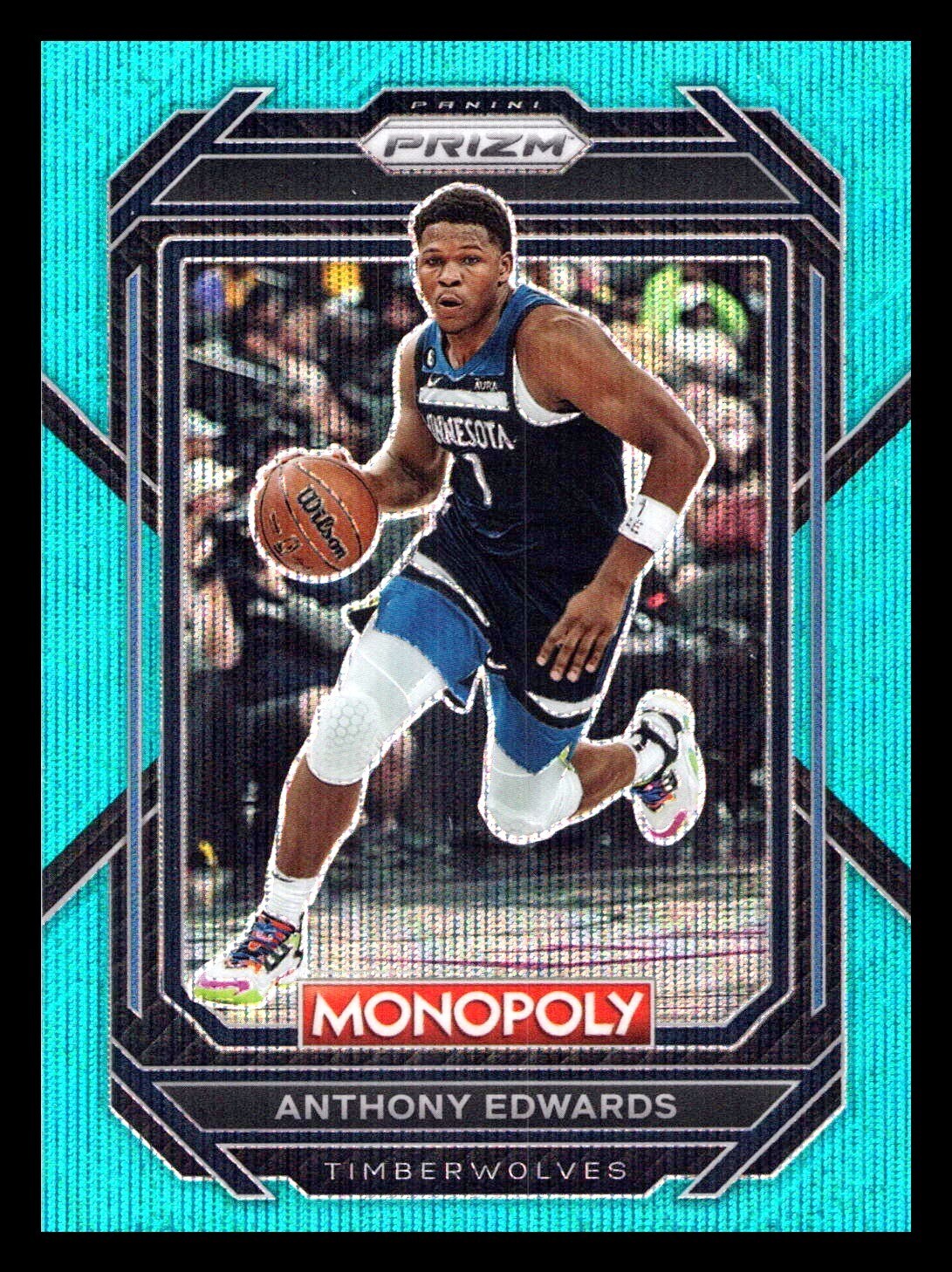 2022-23 Panini Prizm Monopoly - Teal Wave Prizm #53 Anthony Edwards