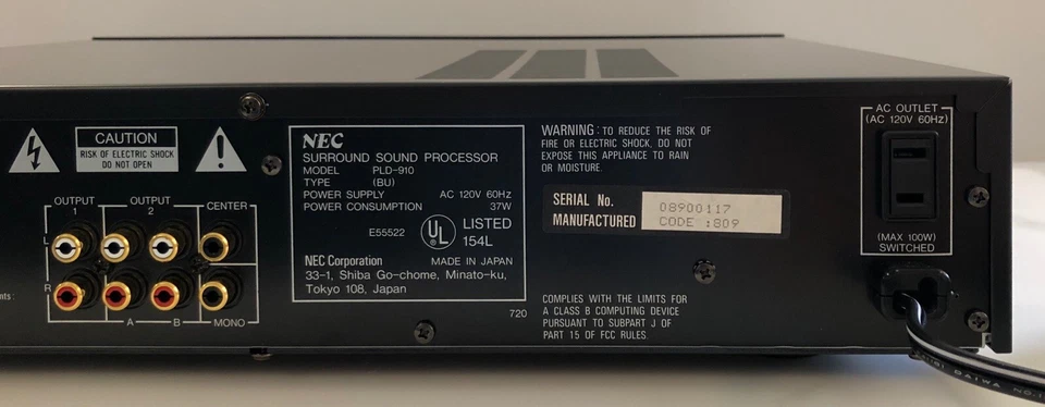 NEC PLD-910 Surround Sound Processor ***NEW***VINTAGE***(RARE) - Image 4 of 4