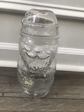 Libbey Clear Glass Santa Claus St. Nick Apothecary Candy Jar Canister