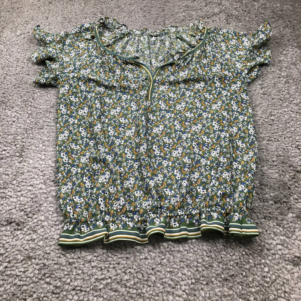 Lot of 3 Como Vintage H&M Womens Blouses Sz M 2 Long Sleeve 1 Short Green Purple Foto 2 de 4