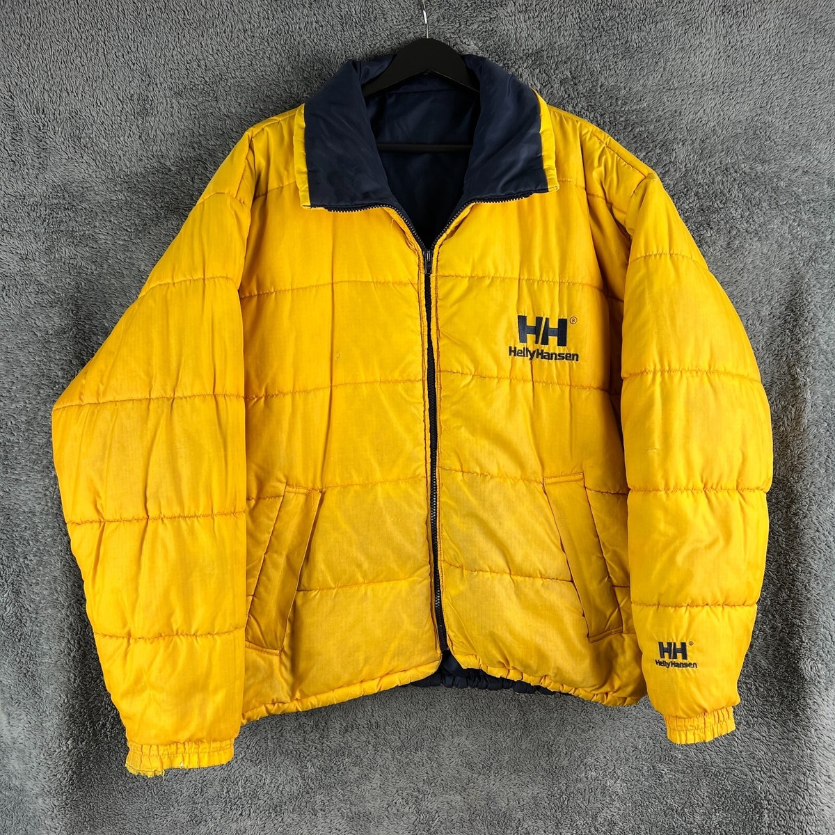 Vintage Helly Hansen Reversible Puffer Jacket Size XL Yellow Navy