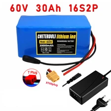 60V 30Ah 16S2P Li-ion Battery Pack For Electronics Tools + 67.2V 2A Charger