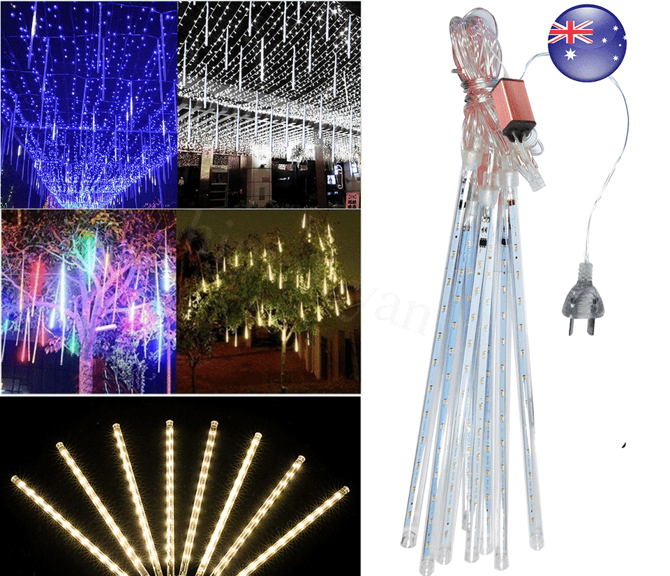 Solar Lights Meteor Shower Rain Christmas Tree String Lights Garden