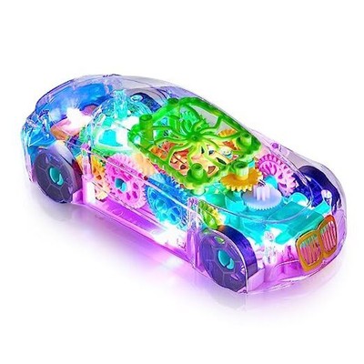 Light-Up Transparent Sensory Car Toy for Kids - 1 Pack - Bump and Go Colorful 