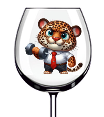 12x bunte wütende Baby Leopard Vinyl Aufkleber Abziehbild Becher Weinglas Flasche