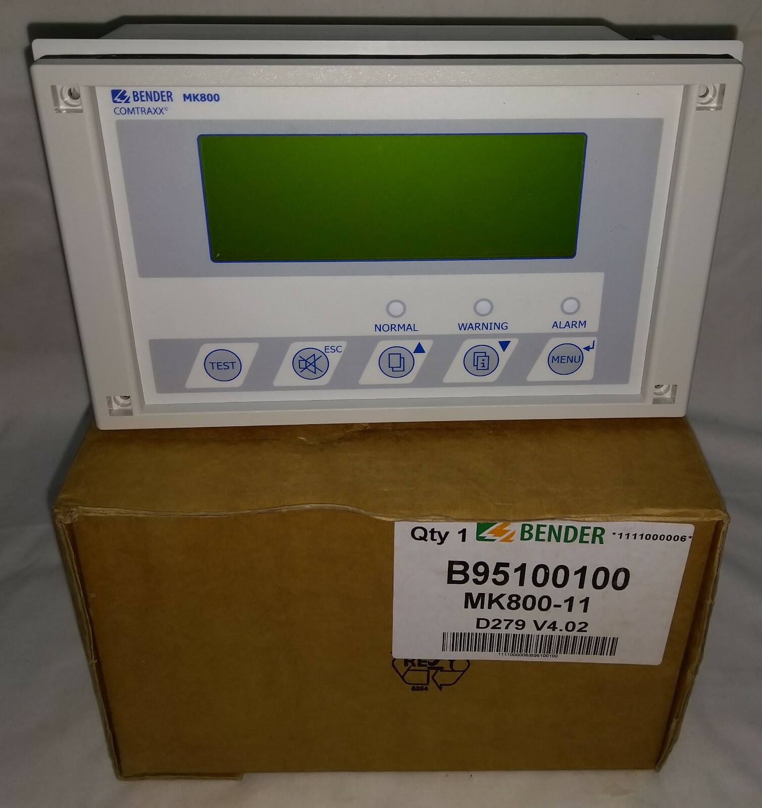 BENDER B95100100 MK800-11 REMOTE ALARM INDICATOR AND TEST COMBINATION ...
