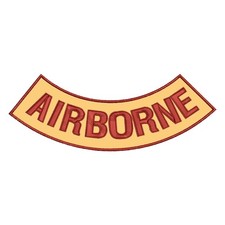 AIRBORNE Embroidered Rocker Patch - 10.5" x 2.5" Large Tan & Red Biker Vest Gear