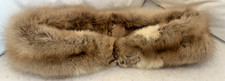 VTG Real Fox Fur Collar Stole Scarf Wrap 38" Tan Brown 1960s