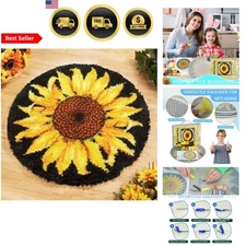 Latch Hook Rug Kit Sunflower Pattern DIY Canvas Crochet Yarn Rug Craft 20.4x2...