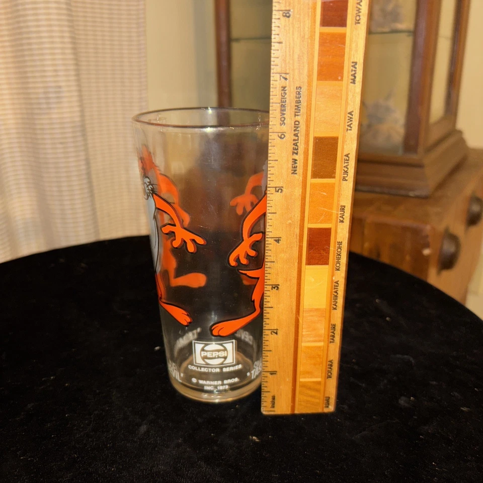 Tasmanian Devil Pepsi Collector Series Glass Looney Tunes Vintage 1973 Naranja Foto 4 de 4