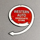 VINTAGE 12” WESTERN AUTO STORE PORCELAIN SIGN OIL CAR GAS TRUCK MOTORCYCLE