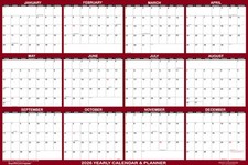 36" x 54" SwiftGlimpse 2026 Wall Calendar Erasable Large Wet  Dry Erase Lami...