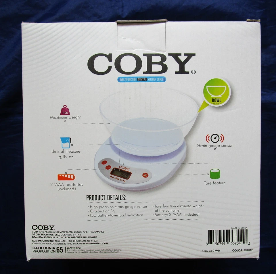 BALANZA DE COCINA DIGITAL MULTIFUNCIÓN COBY - NUEVA - SENSOR DE ALTA PRECISIÓN - FUNCIÓN TARA Foto 2 de 4