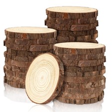 Unfinished Natural Wood Slices Wooden Circles with Tree Bark Log Discs DIY Craft