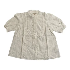 Boden Women’s 10 White Floral Lace Short Sleeve Blouse Elegant Top NWT