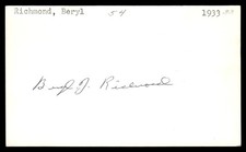 Beryl Richmond Cubs Reds Baseball Signed Index Card Auto *CA1363