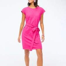 J. Crew Factory Pink Tie Front T-Shirt Dress Large Cotton Casual Summer