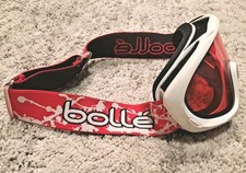 Bolle Ski Goggles White with Red Lenses Adjustable Red / Black Strap, NICE